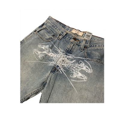 Blue Denim Veins Print